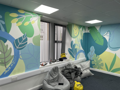 Hand painted mural with foliage designs