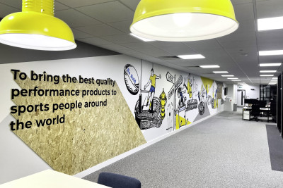 Hand painted mural for Specialist Sports office in Southampton