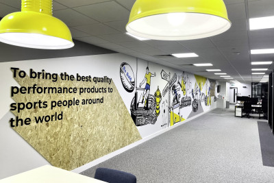 Hand painted mural for Specialist Sports office in Southampton